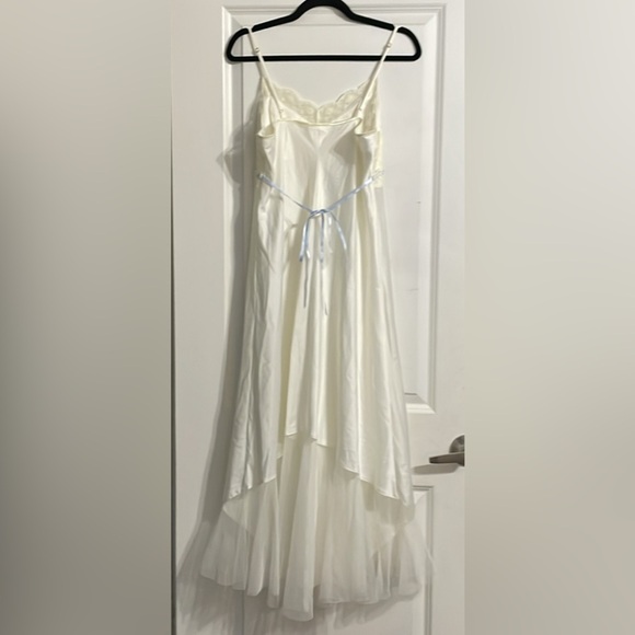 Flora Satin Nightgown Slip Dress Lace Mesh Bridal Feminine Casual Midi Romantic - Picture 7 of 15